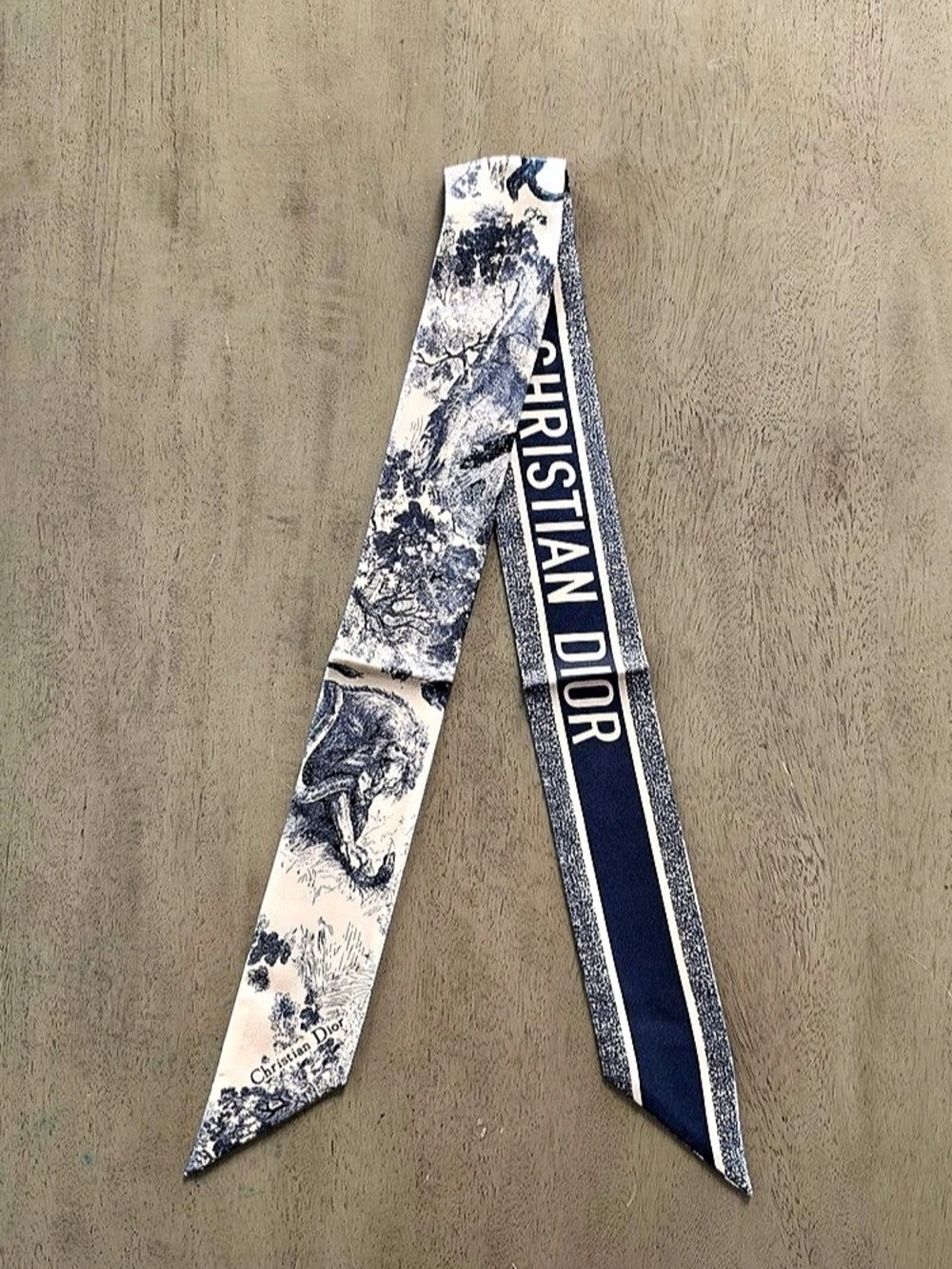 Christian Dior Toile de Jouy Mitzah Scarf blue & creame